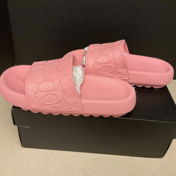 NEW! WOMENS COACH OBI RUBBER FLOWER PINK SLIDE SANDALS. SIZE 5B. AWESOME!!! - Picture 5 of 8